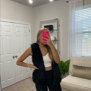 H&M Faux fur black blazer